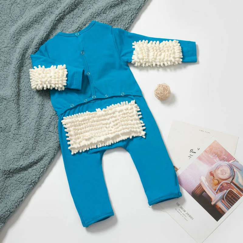 Europe And The United States New Baby Climbing Clothes Baby Mopping Climbing Clothes Button English Long Sleeve Jumpsuit display picture 6