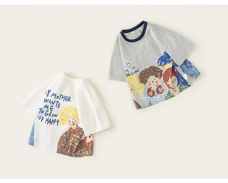 Yubao Children's Wear Children's Lapel Sweater Spring Clothes Cartoon Graffiti Print Boy's Long Sleeve Pullover Baby's Top display picture 10