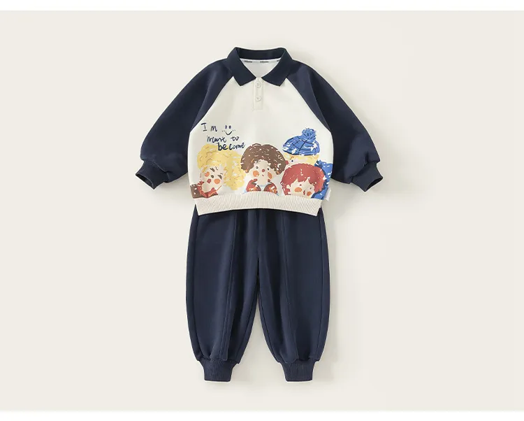 Yubao Children's Wear Children's Lapel Sweater Spring Clothes Cartoon Graffiti Print Boy's Long Sleeve Pullover Baby's Top display picture 11