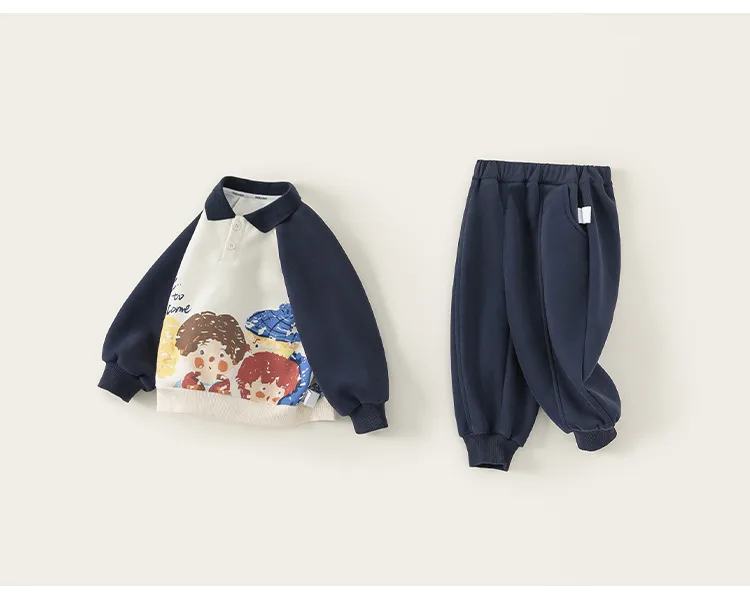 Yubao Children's Wear Children's Lapel Sweater Spring Clothes Cartoon Graffiti Print Boy's Long Sleeve Pullover Baby's Top display picture 12