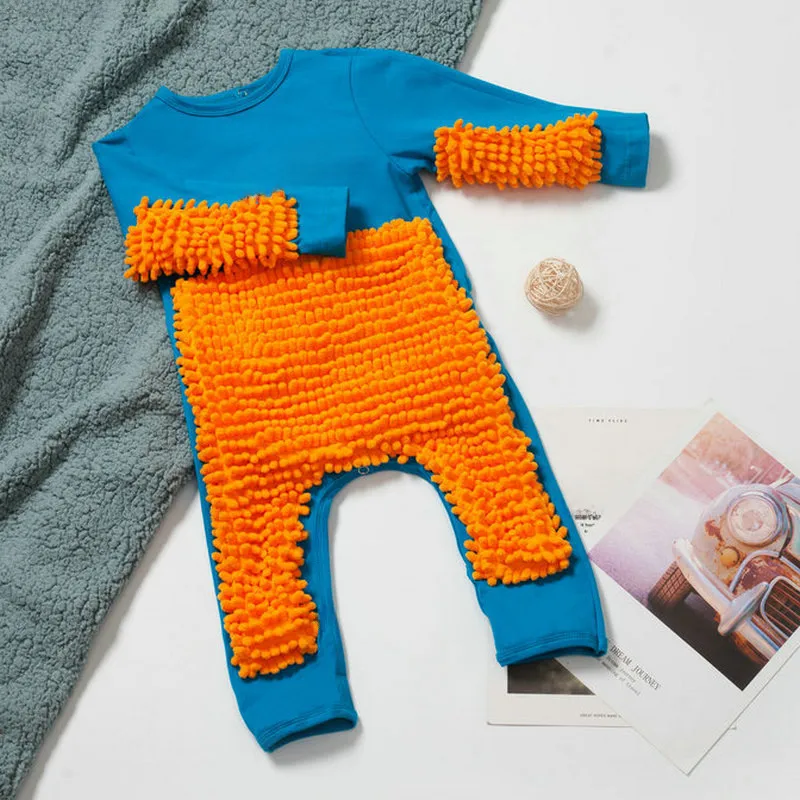 Europe And The United States New Baby Climbing Clothes Baby Mopping Climbing Clothes Button English Long Sleeve Jumpsuit display picture 17