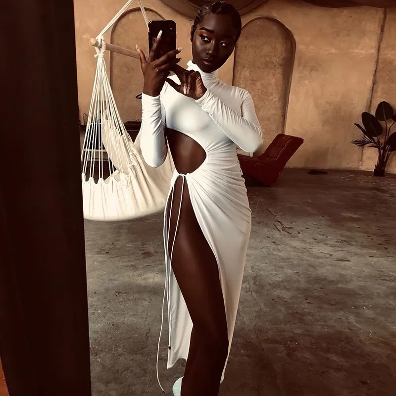 Women's Asymmetrical Dress Romantic Round Neck Long Sleeve Solid Color Maxi Long Dress Banquet Festival display picture 2