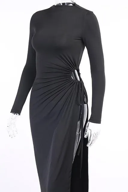 Women's Asymmetrical Dress Romantic Round Neck Long Sleeve Solid Color Maxi Long Dress Banquet Festival display picture 6