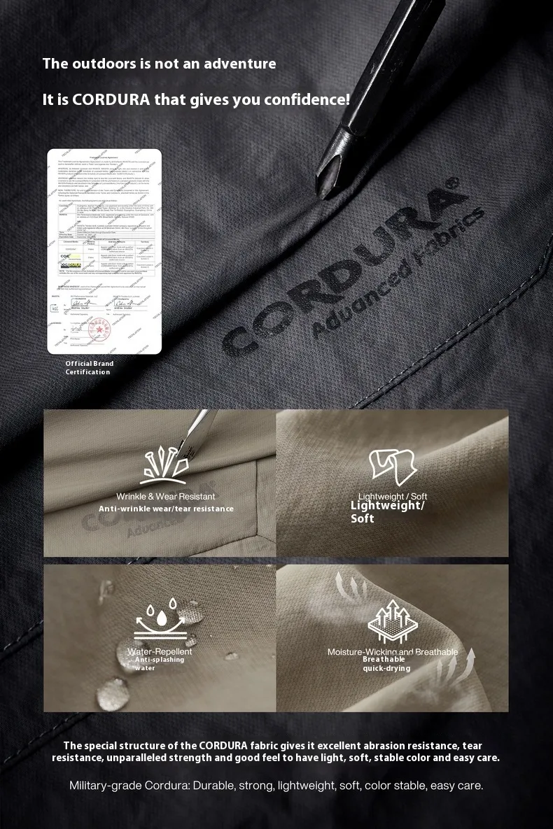 Jetshow Men's Wear | DuPont CORDURA®Kaudula Short-sleeved Zipper Jacket  Spring/Summer New Style Vertical Collar T-shirt display picture 12