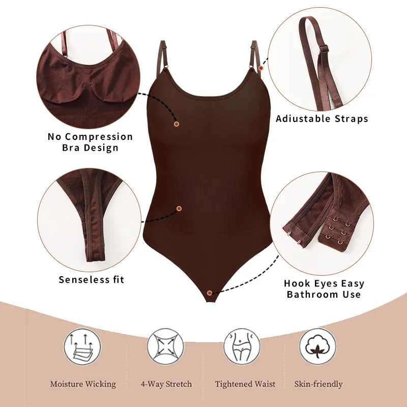 -style Labeling Seamless Shaper Jumpsuit Belly-lifting Hip-lifting Plus Size Women's G-string Strap Tight Tunic display picture 1