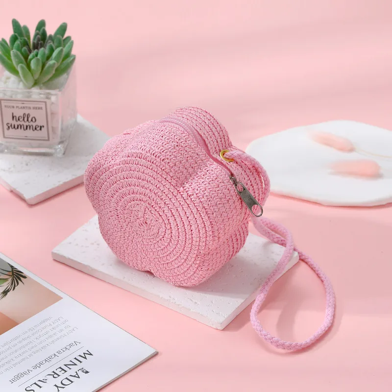 Summer Travel Straw Bag Flower Woven Bag Women's  New Children's Cute Straw Beach Bag Crossbody Seaside display picture 8