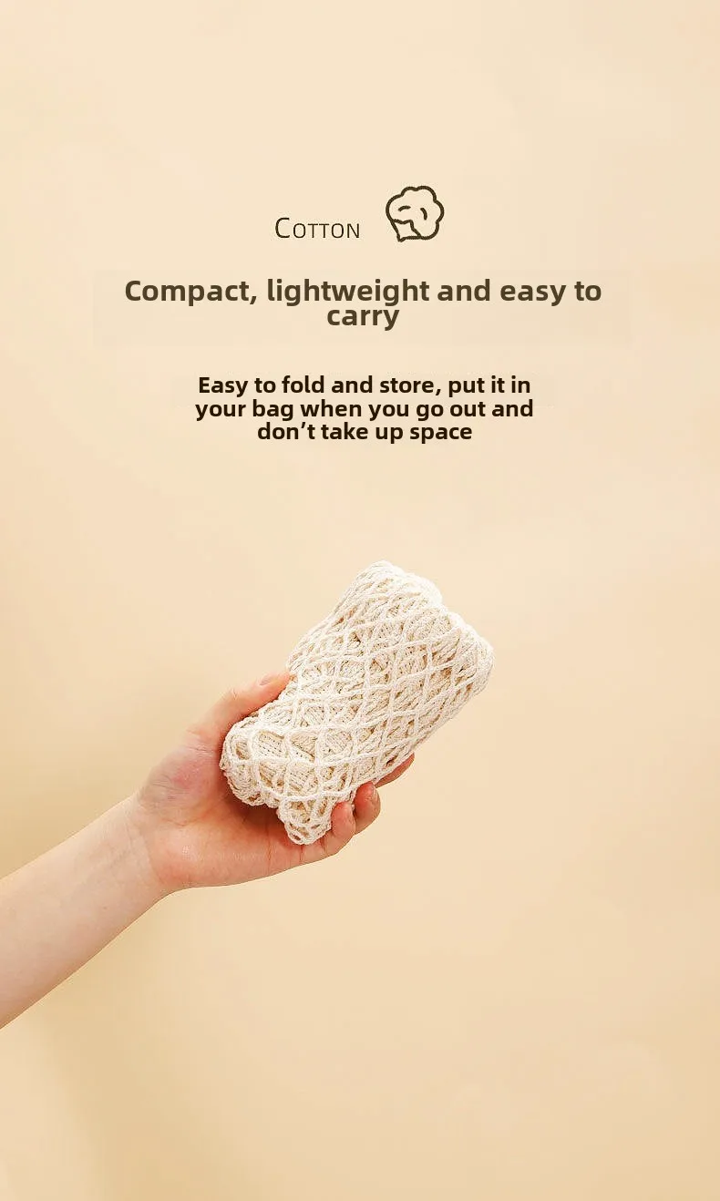 Spot Pure Cotton Bag Vegetable And Fruit Beach Woven Mesh Bag Satchel Supermarket Shopping Bag display picture 1