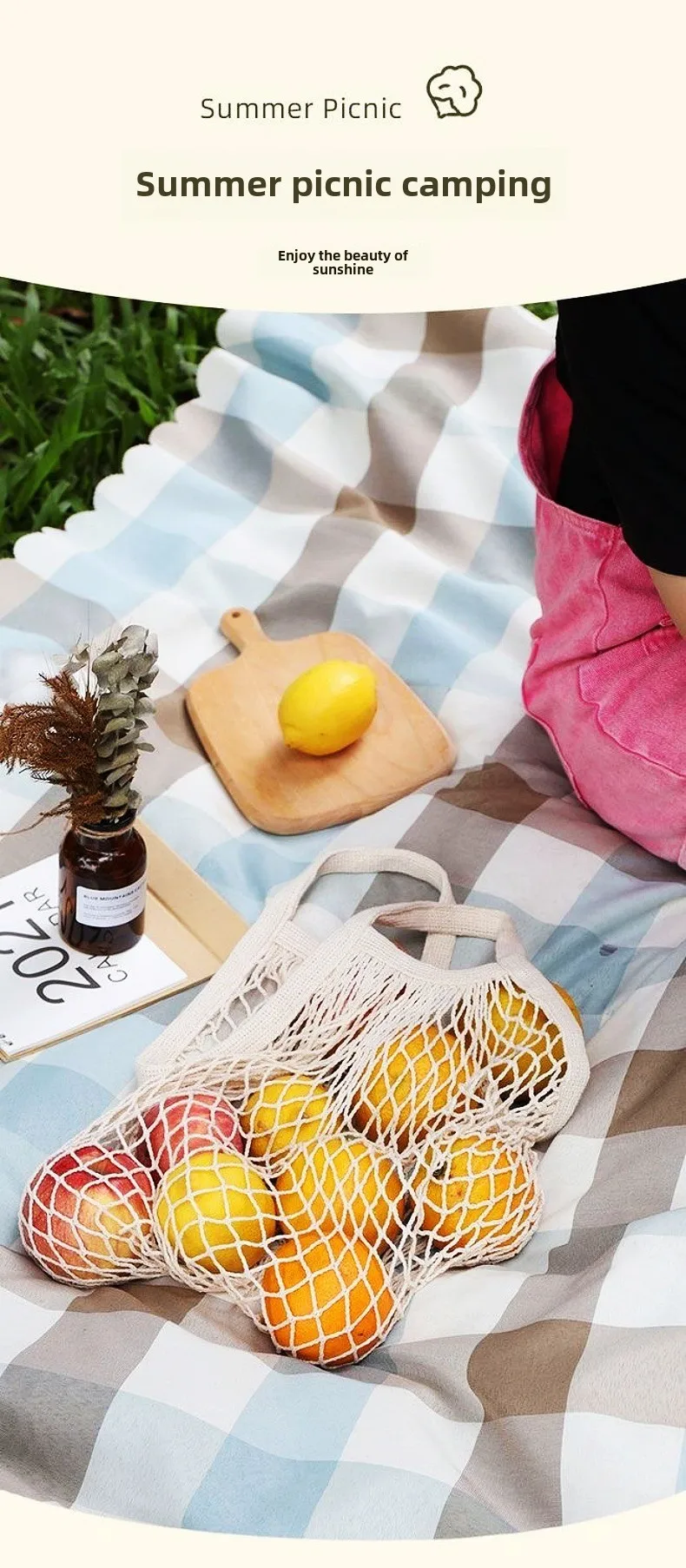 Spot Pure Cotton Bag Vegetable And Fruit Beach Woven Mesh Bag Satchel Supermarket Shopping Bag display picture 2