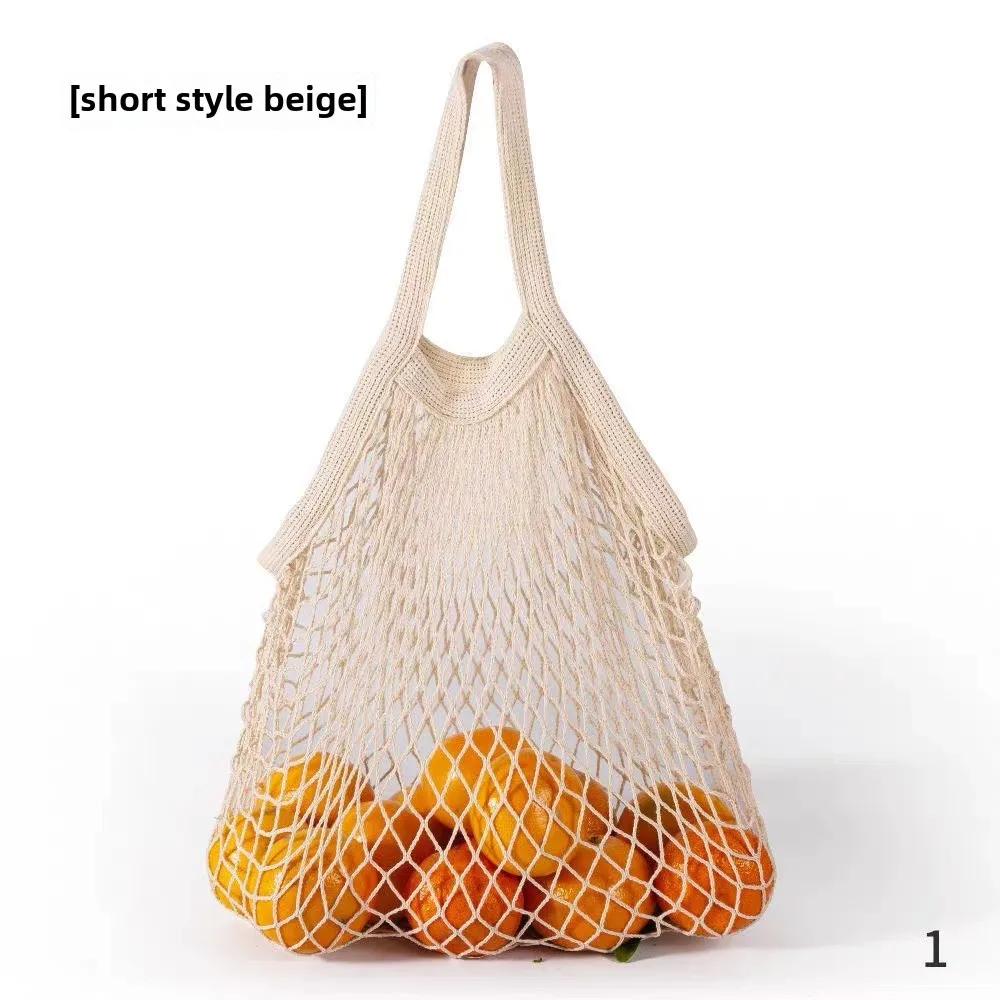 Spot Pure Cotton Bag Vegetable And Fruit Beach Woven Mesh Bag Satchel Supermarket Shopping Bag display picture 8