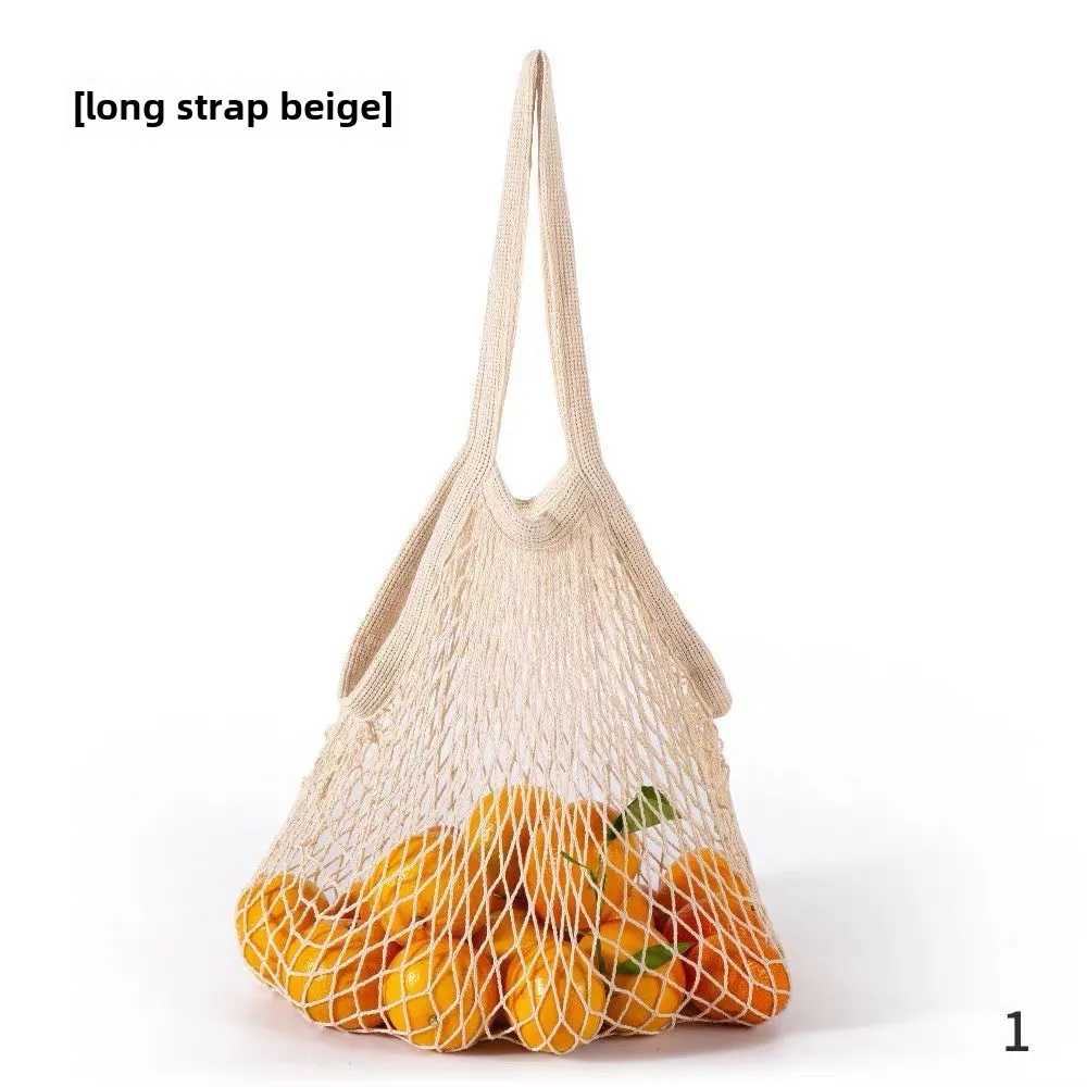 Spot Pure Cotton Bag Vegetable And Fruit Beach Woven Mesh Bag Satchel Supermarket Shopping Bag display picture 9