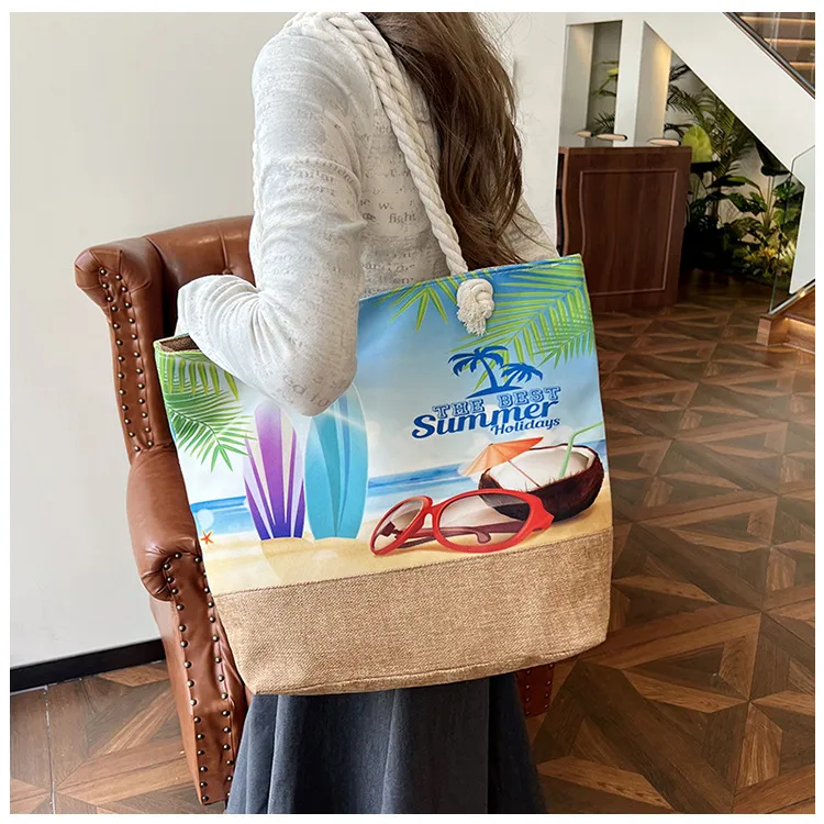 New Beach Bag New Style Linen Seaside Shoulder Bag Fashion Women's Bag Canvas Bag Hemp Rope Ethnic Style display picture 19