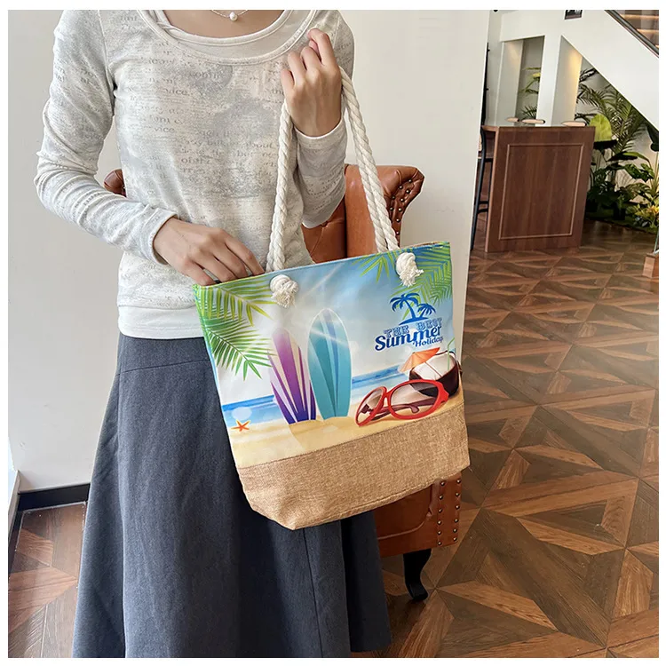 New Beach Bag New Style Linen Seaside Shoulder Bag Fashion Women's Bag Canvas Bag Hemp Rope Ethnic Style display picture 20