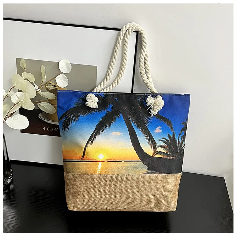 New Beach Bag New Style Linen Seaside Shoulder Bag Fashion Women's Bag Canvas Bag Hemp Rope Ethnic Style display picture 21