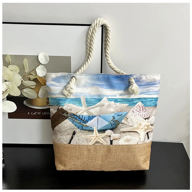New Beach Bag New Style Linen Seaside Shoulder Bag Fashion Women's Bag Canvas Bag Hemp Rope Ethnic Style display picture 23