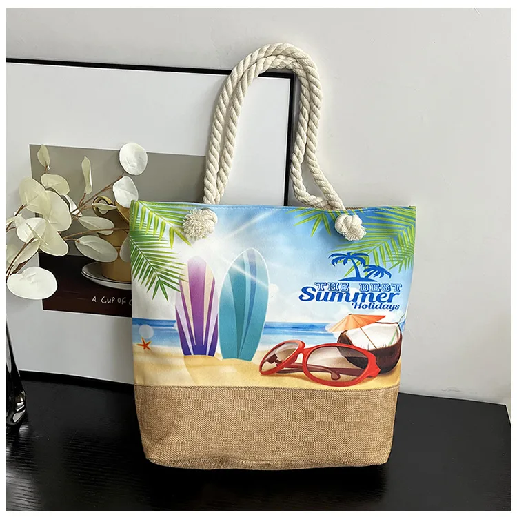 New Beach Bag New Style Linen Seaside Shoulder Bag Fashion Women's Bag Canvas Bag Hemp Rope Ethnic Style display picture 24
