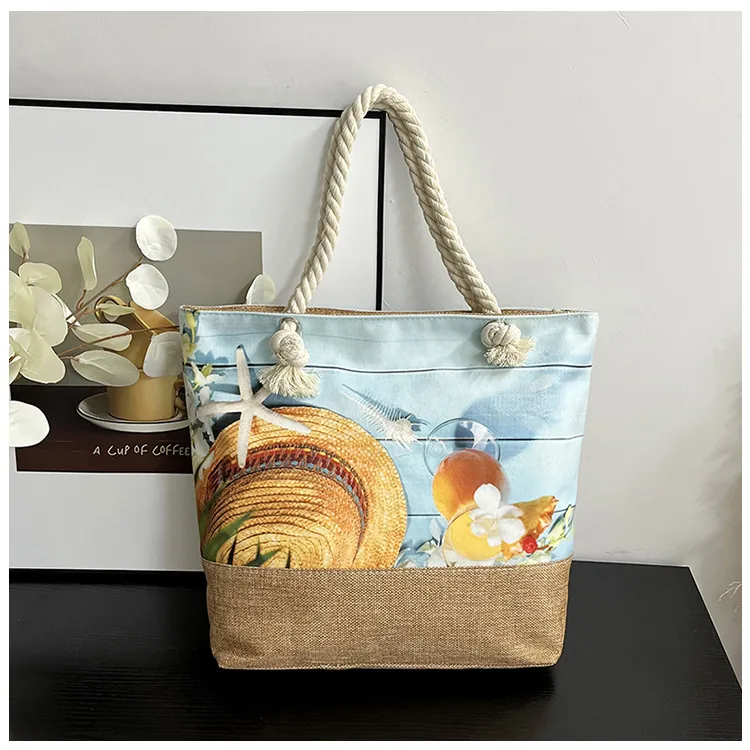 New Beach Bag New Style Linen Seaside Shoulder Bag Fashion Women's Bag Canvas Bag Hemp Rope Ethnic Style display picture 25