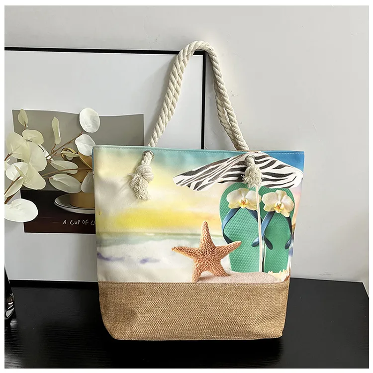 New Beach Bag New Style Linen Seaside Shoulder Bag Fashion Women's Bag Canvas Bag Hemp Rope Ethnic Style display picture 26