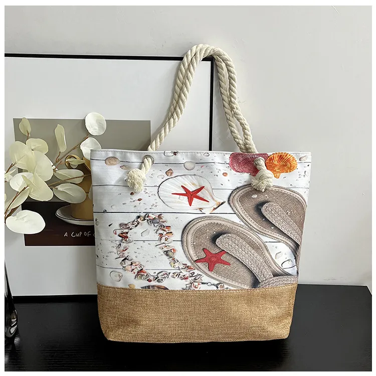 New Beach Bag New Style Linen Seaside Shoulder Bag Fashion Women's Bag Canvas Bag Hemp Rope Ethnic Style display picture 27