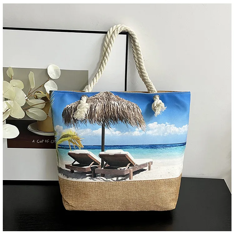 New Beach Bag New Style Linen Seaside Shoulder Bag Fashion Women's Bag Canvas Bag Hemp Rope Ethnic Style display picture 28