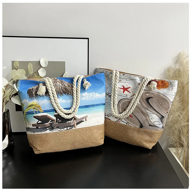 New Beach Bag New Style Linen Seaside Shoulder Bag Fashion Women's Bag Canvas Bag Hemp Rope Ethnic Style display picture 29