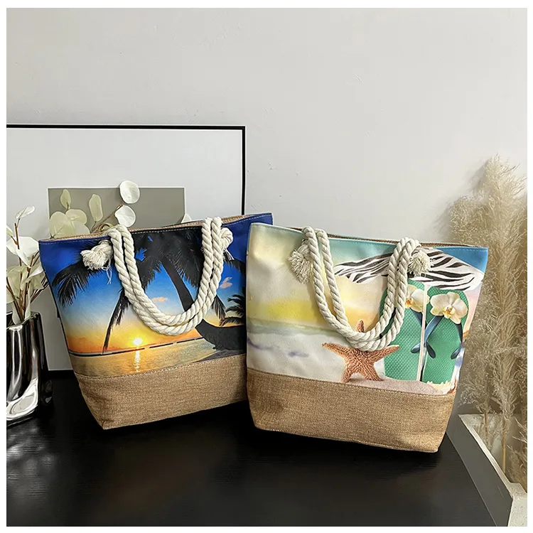 New Beach Bag New Style Linen Seaside Shoulder Bag Fashion Women's Bag Canvas Bag Hemp Rope Ethnic Style display picture 30
