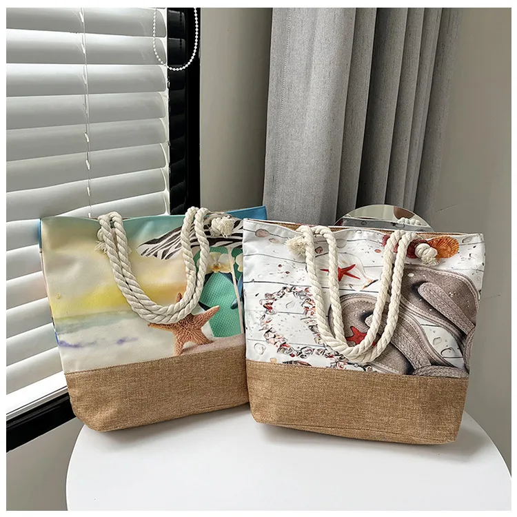 New Beach Bag New Style Linen Seaside Shoulder Bag Fashion Women's Bag Canvas Bag Hemp Rope Ethnic Style display picture 31