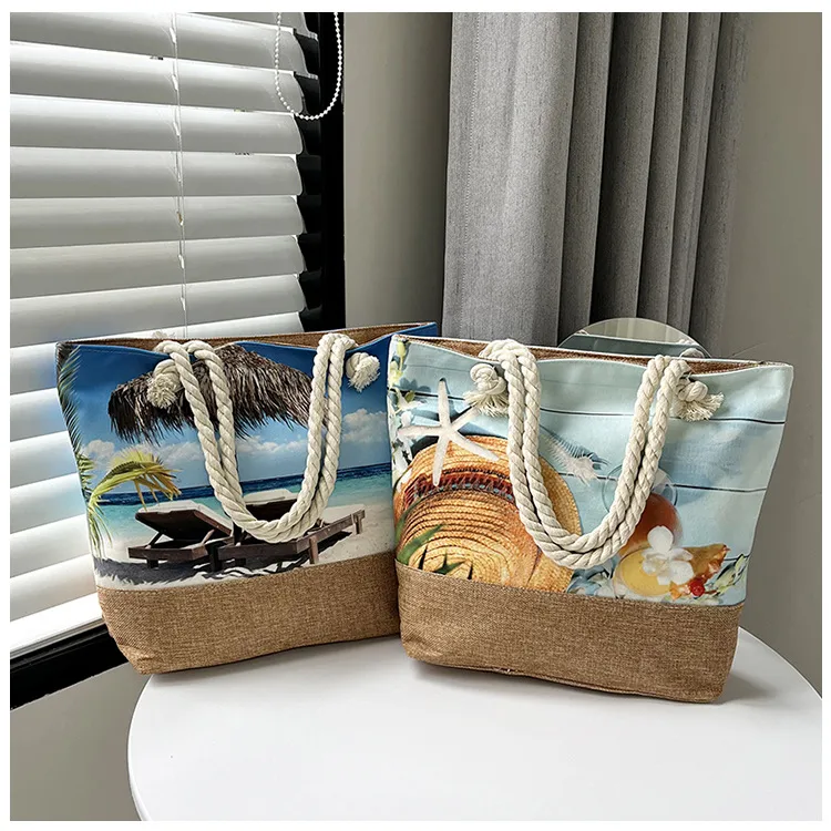 New Beach Bag New Style Linen Seaside Shoulder Bag Fashion Women's Bag Canvas Bag Hemp Rope Ethnic Style display picture 32