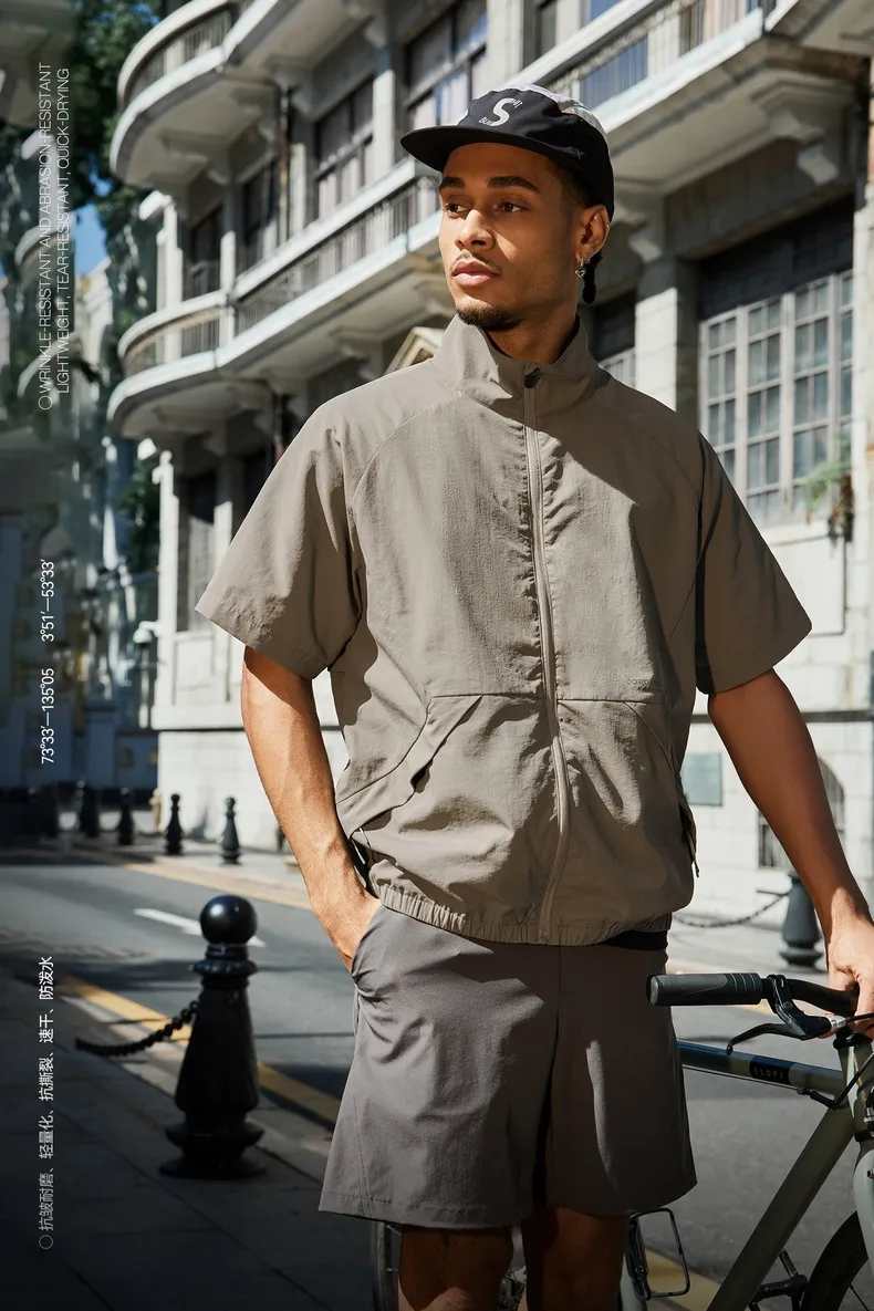Jetshow Men's Wear | DuPont CORDURA®Kaudula Short-sleeved Zipper Jacket  Spring/Summer New Style Vertical Collar T-shirt display picture 2