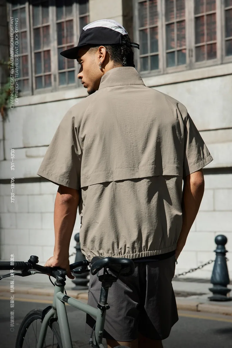 Jetshow Men's Wear | DuPont CORDURA®Kaudula Short-sleeved Zipper Jacket  Spring/Summer New Style Vertical Collar T-shirt display picture 3