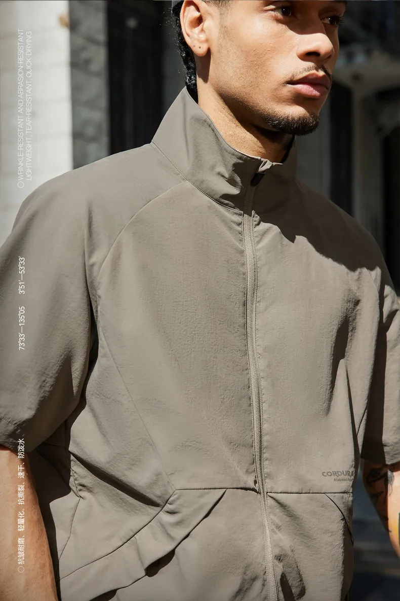 Jetshow Men's Wear | DuPont CORDURA®Kaudula Short-sleeved Zipper Jacket  Spring/Summer New Style Vertical Collar T-shirt display picture 5
