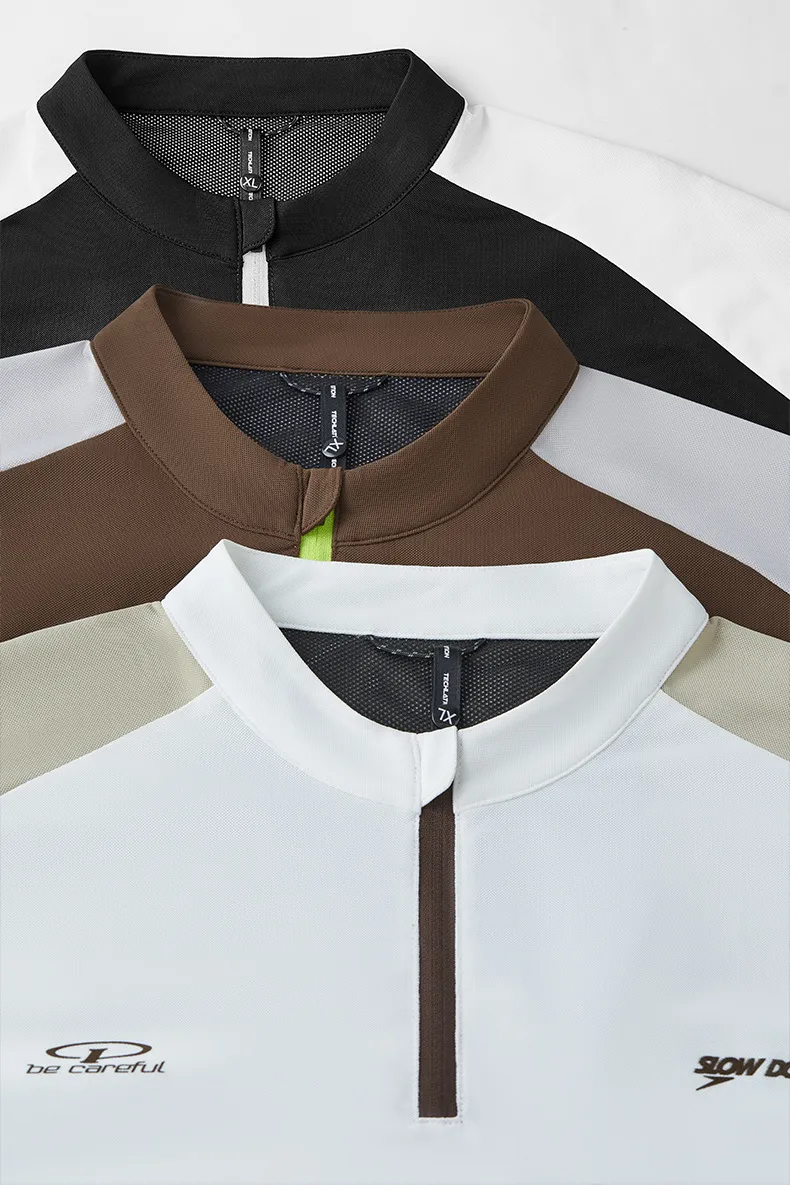 Jie Zhan Women's Wear | Riding Zipper T-shirt  Spring And Summer New Cool Pearl Outdoor Sports Contrast Color Cut Short Sleeve display picture 21