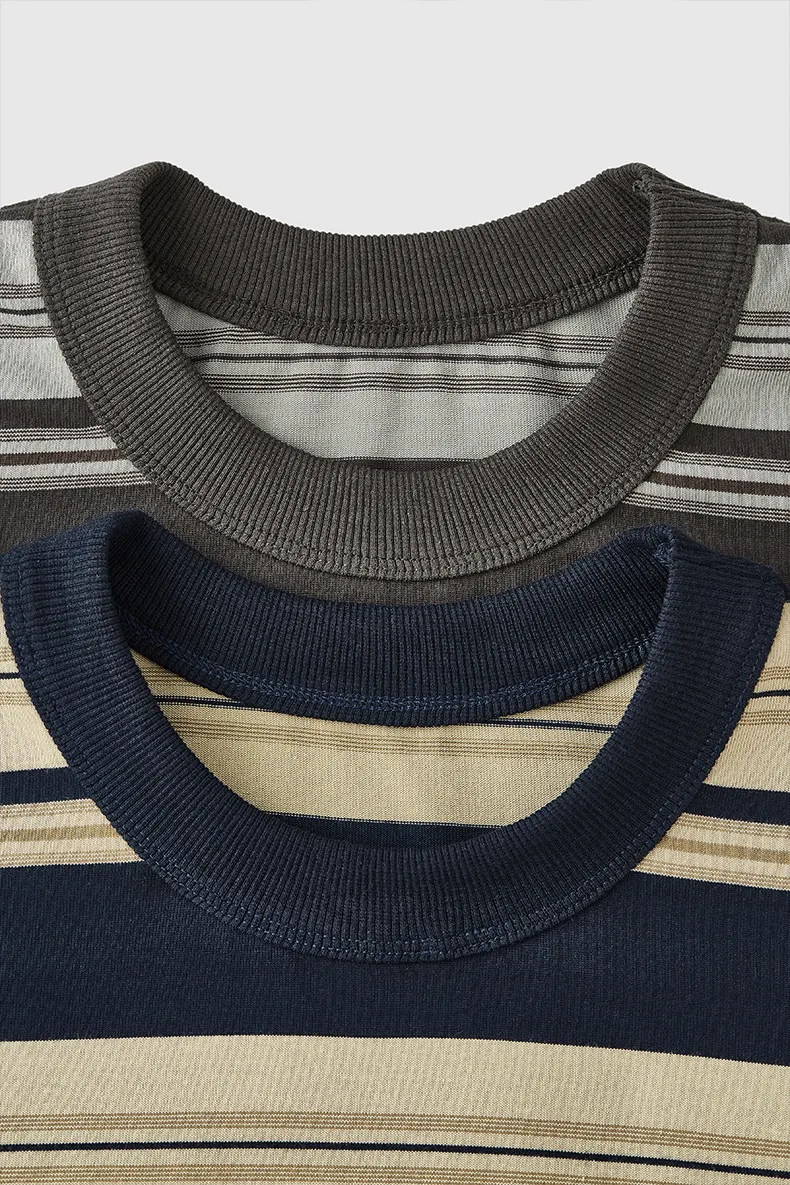 Jiezhan Men's Wear | Striped Pocket T-shirt  Spring And Summer New American Fashion Brand Loose Striped Short Sleeve Men's Top display picture 14