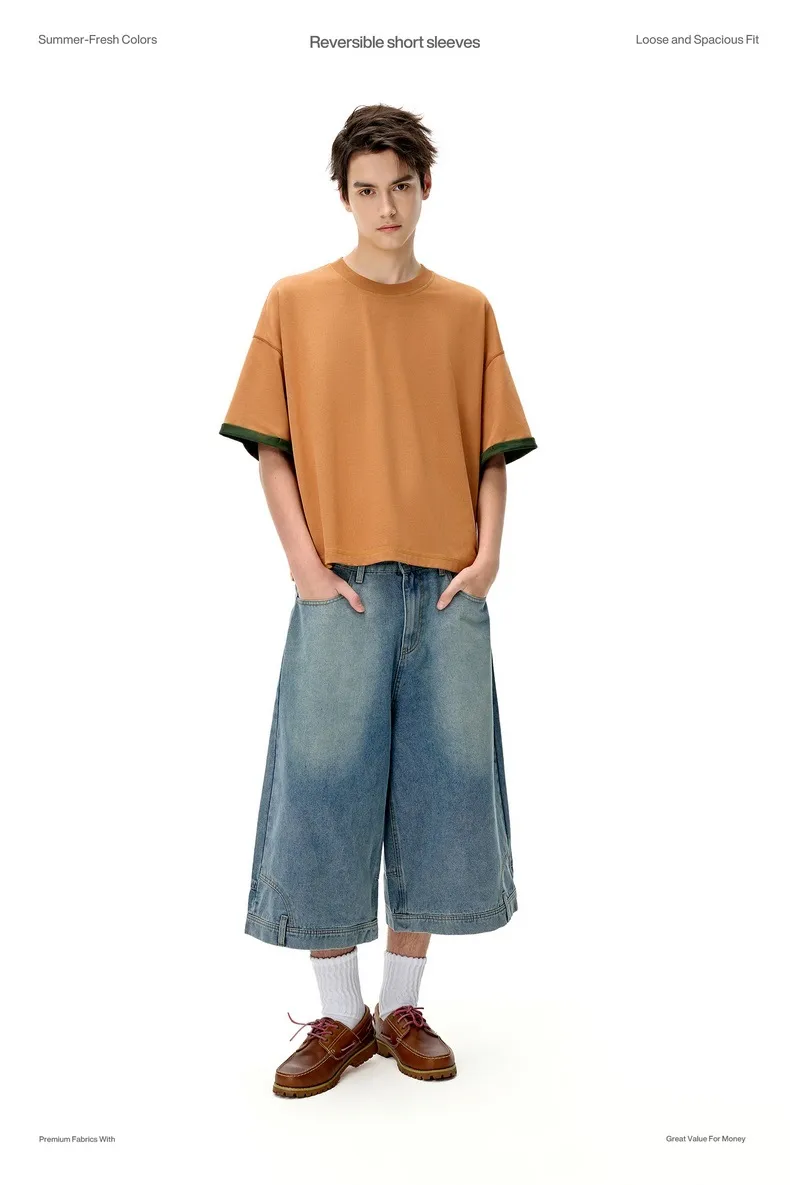 Jie Zhan Men's Wear | Double-sided Mint T-shirt  Spring/Summer New Six-in-One Cool Quick-Drying Boxyfit Short Sleeve display picture 2