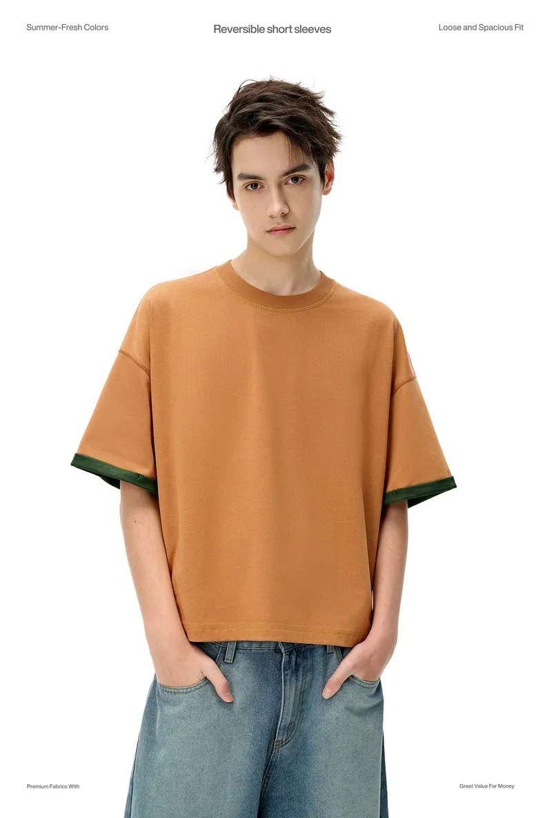 Jie Zhan Men's Wear | Double-sided Mint T-shirt  Spring/Summer New Six-in-One Cool Quick-Drying Boxyfit Short Sleeve display picture 3