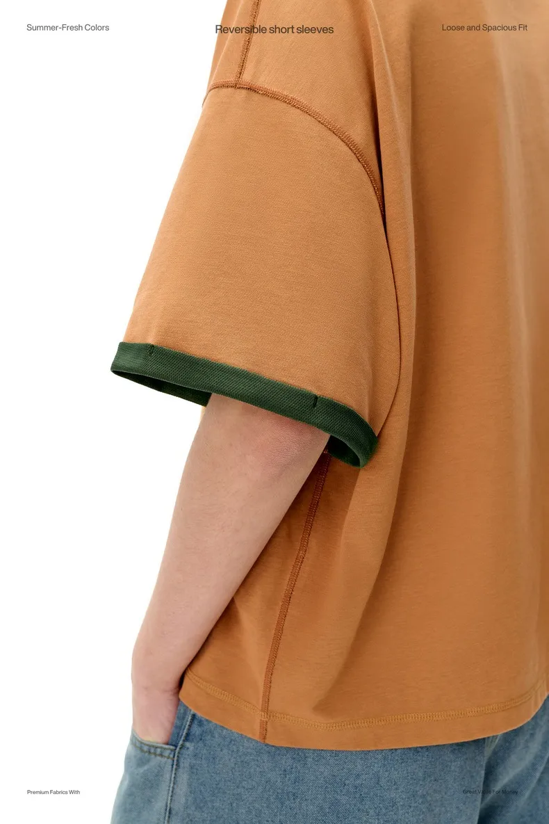 Jie Zhan Men's Wear | Double-sided Mint T-shirt  Spring/Summer New Six-in-One Cool Quick-Drying Boxyfit Short Sleeve display picture 5