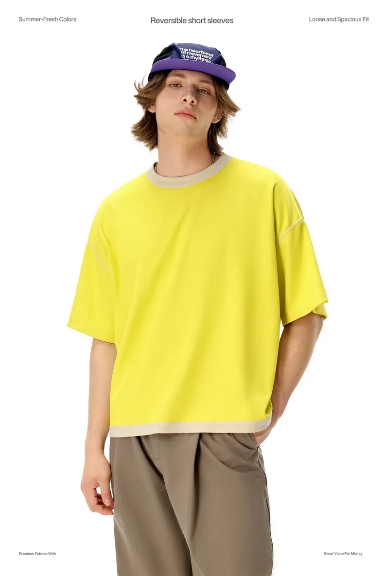 Jie Zhan Men's Wear | Double-sided Mint T-shirt  Spring/Summer New Six-in-One Cool Quick-Drying Boxyfit Short Sleeve display picture 7