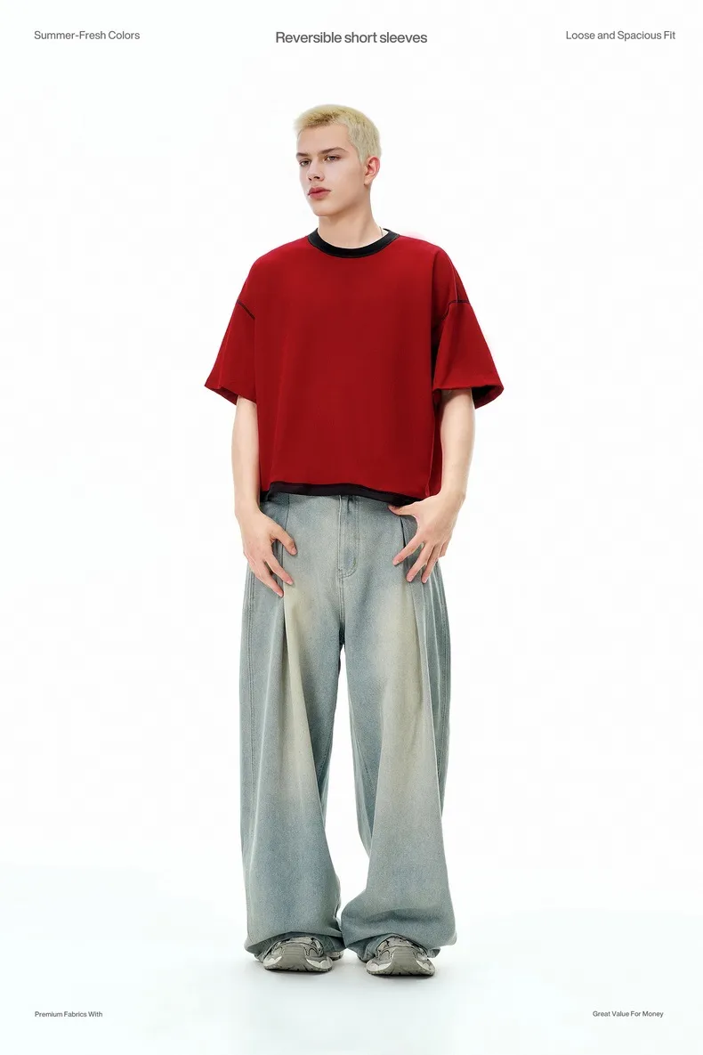 Jie Zhan Men's Wear | Double-sided Mint T-shirt  Spring/Summer New Six-in-One Cool Quick-Drying Boxyfit Short Sleeve display picture 15