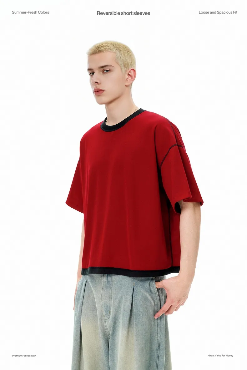 Jie Zhan Men's Wear | Double-sided Mint T-shirt  Spring/Summer New Six-in-One Cool Quick-Drying Boxyfit Short Sleeve display picture 16