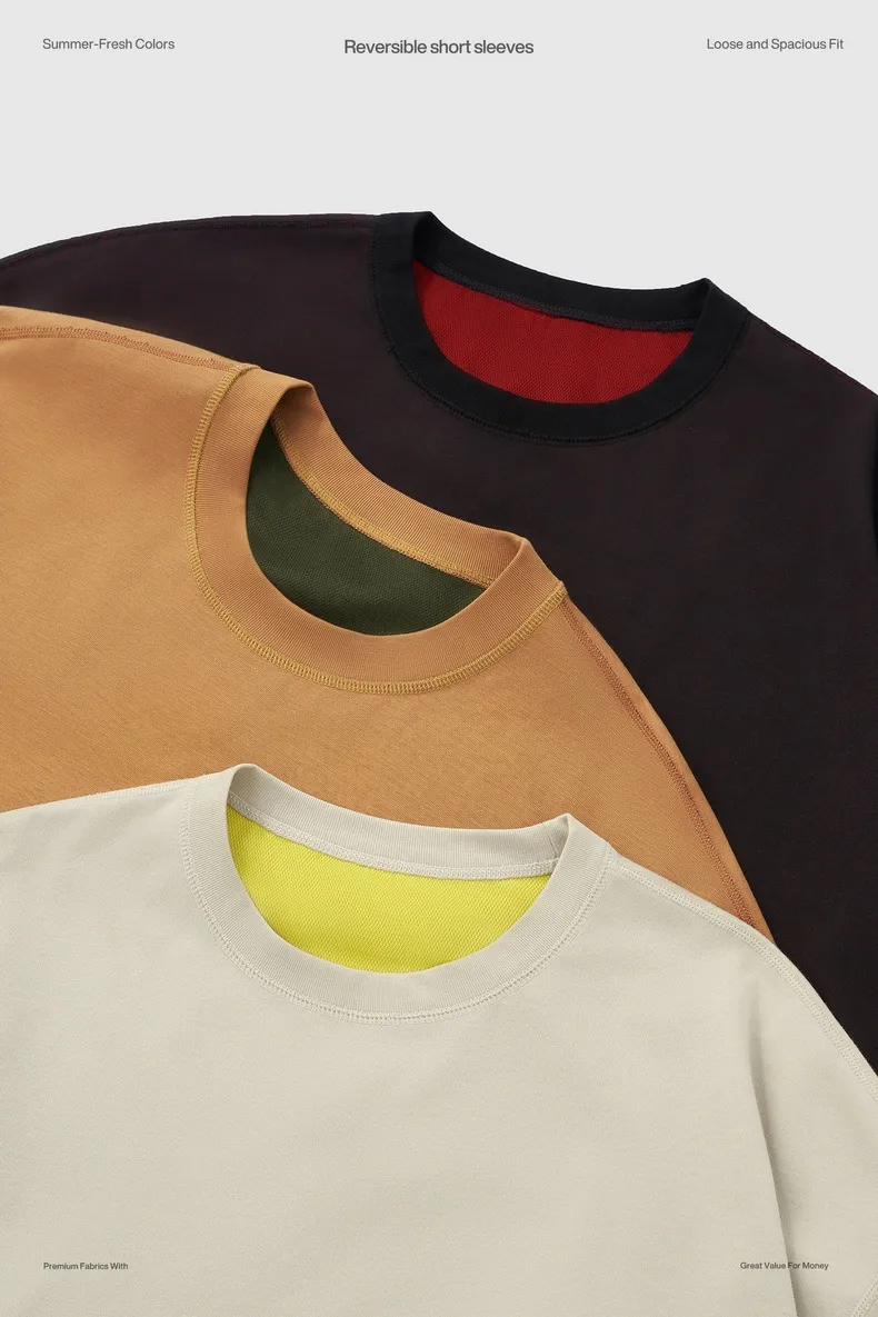 Jie Zhan Men's Wear | Double-sided Mint T-shirt  Spring/Summer New Six-in-One Cool Quick-Drying Boxyfit Short Sleeve display picture 18