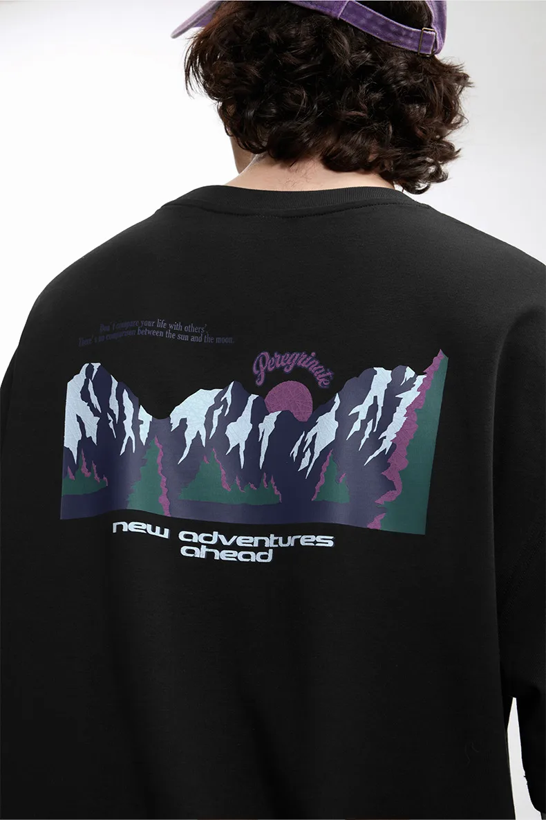 Jiezhan Men's Wear | Mountain Printed T-shirt  Spring/Summer New Fashion Brand Street American Casual Loose Short Sleeve Top display picture 13