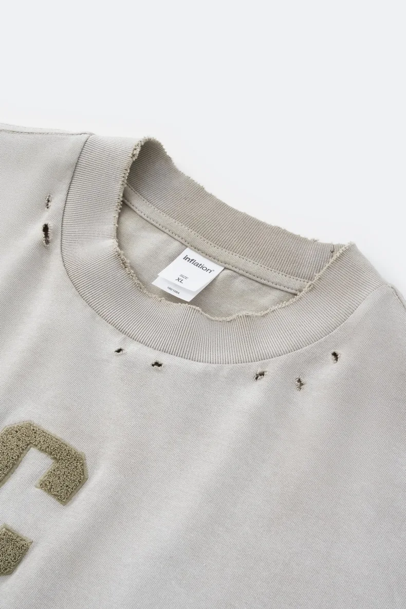 Jie Zhan Men's Wear | Alphabet Gradient Wash T-shirt  Spring And Summer American Street Spray Horse Heavy Embroidered Short Sleeve display picture 13