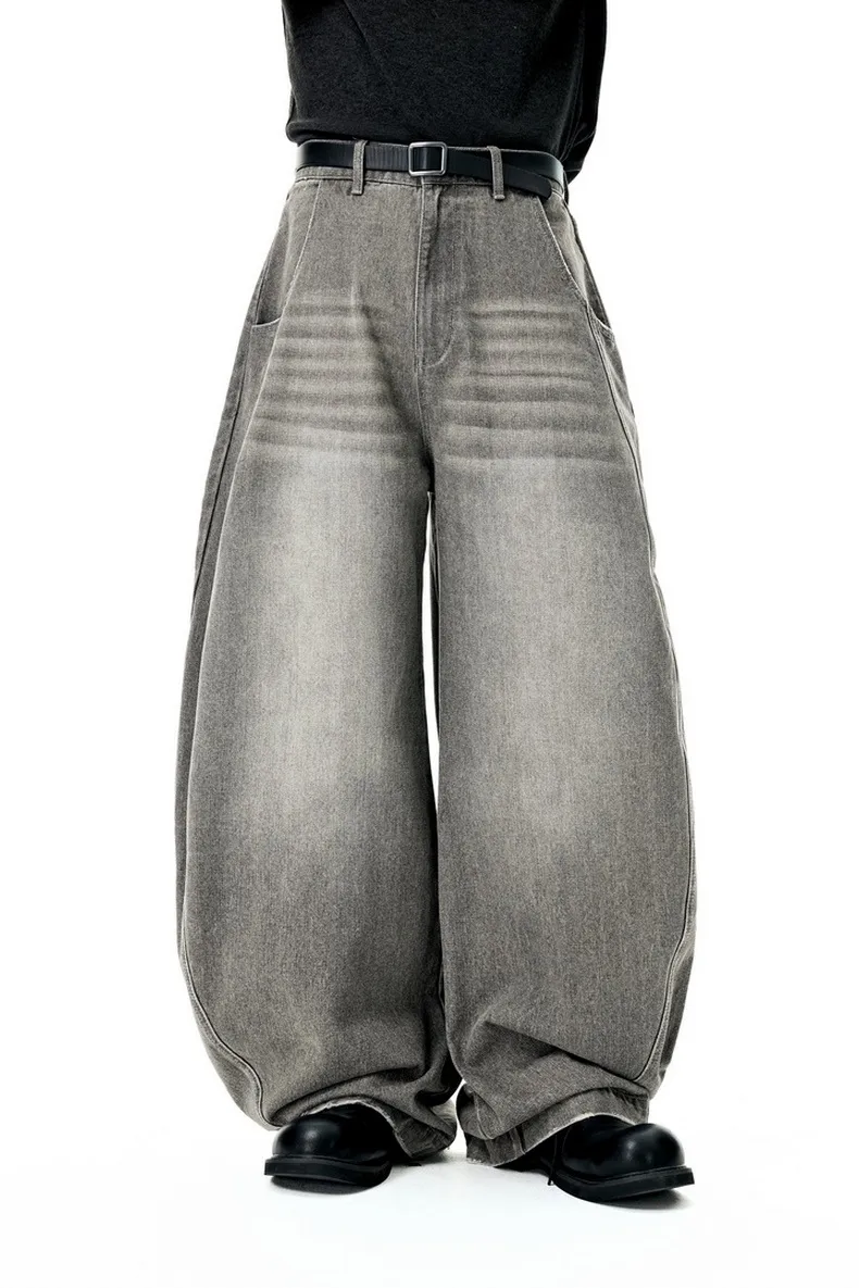 Jie Zhan Men's Wear | Profile Wash Denim Scimitar Pants 25 Spring And Summer New American Street Baggy Sickle Wide Leg Pants display picture 5