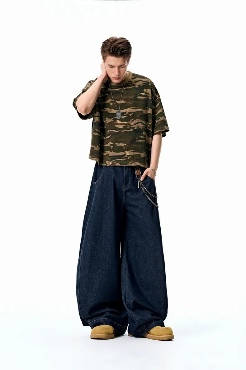 Jie Zhan Men's Wear | Profile Wash Denim Scimitar Pants 25 Spring And Summer New American Street Baggy Sickle Wide Leg Pants display picture 7