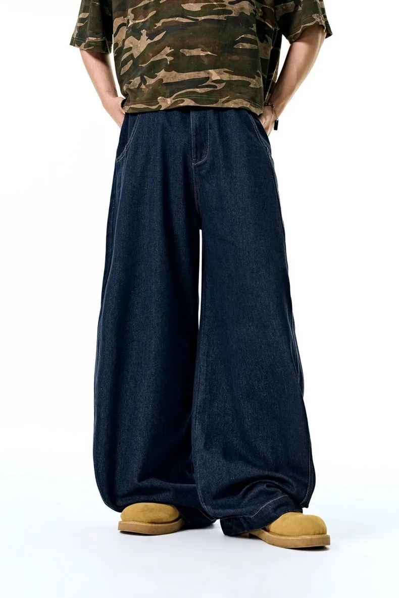 Jie Zhan Men's Wear | Profile Wash Denim Scimitar Pants 25 Spring And Summer New American Street Baggy Sickle Wide Leg Pants display picture 8