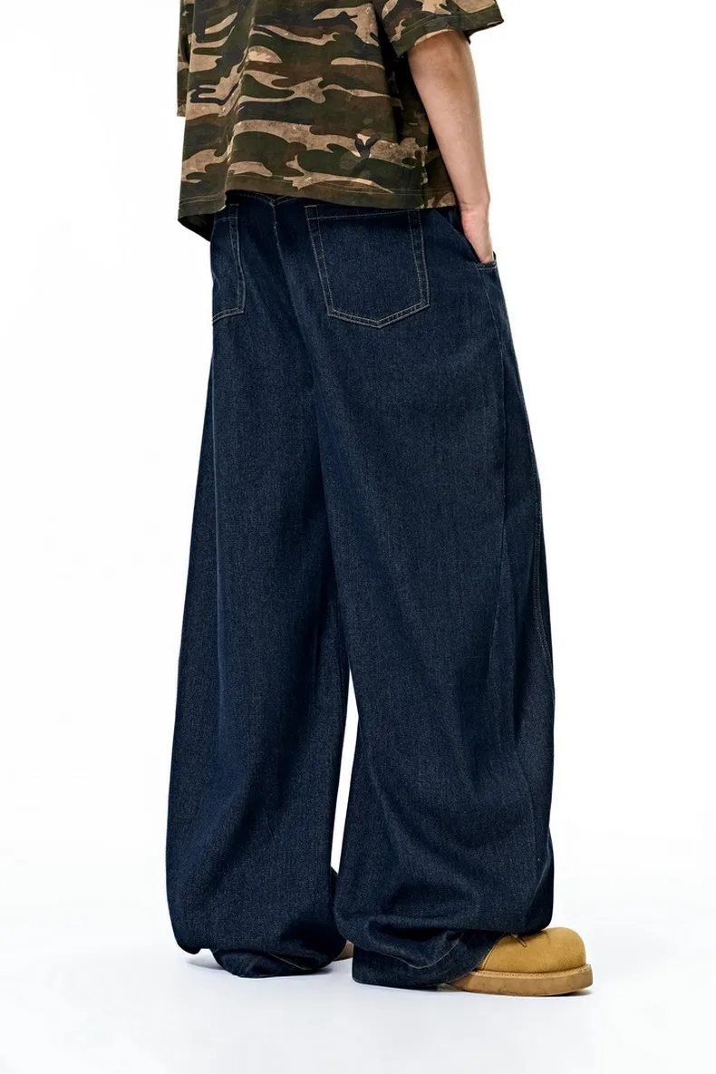 Jie Zhan Men's Wear | Profile Wash Denim Scimitar Pants 25 Spring And Summer New American Street Baggy Sickle Wide Leg Pants display picture 9