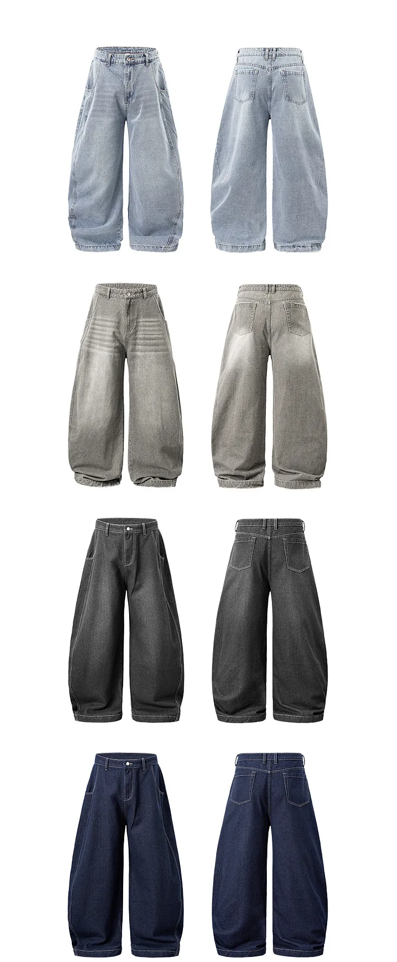 Jie Zhan Men's Wear | Profile Wash Denim Scimitar Pants 25 Spring And Summer New American Street Baggy Sickle Wide Leg Pants display picture 12