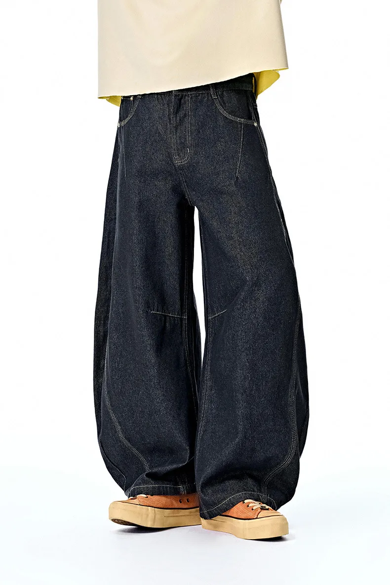 Jie Zhan Men's Wear | Profile Wash Denim Scimitar Pants 25 Spring And Summer New American Street Baggy Sickle Wide Leg Pants display picture 14