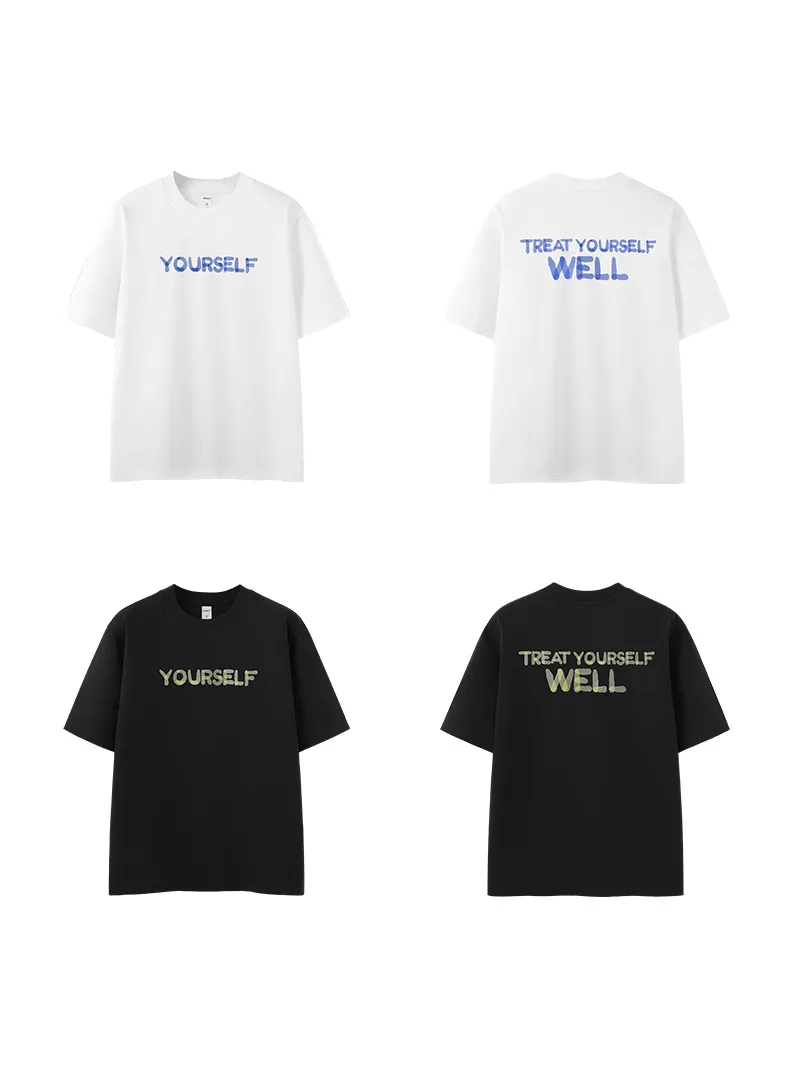 Jie Zhan Men's Wear | Letter Contrast Printed T-shirt  Spring/Summer New Pin Solona Cool American Couple Short Sleeve display picture 2