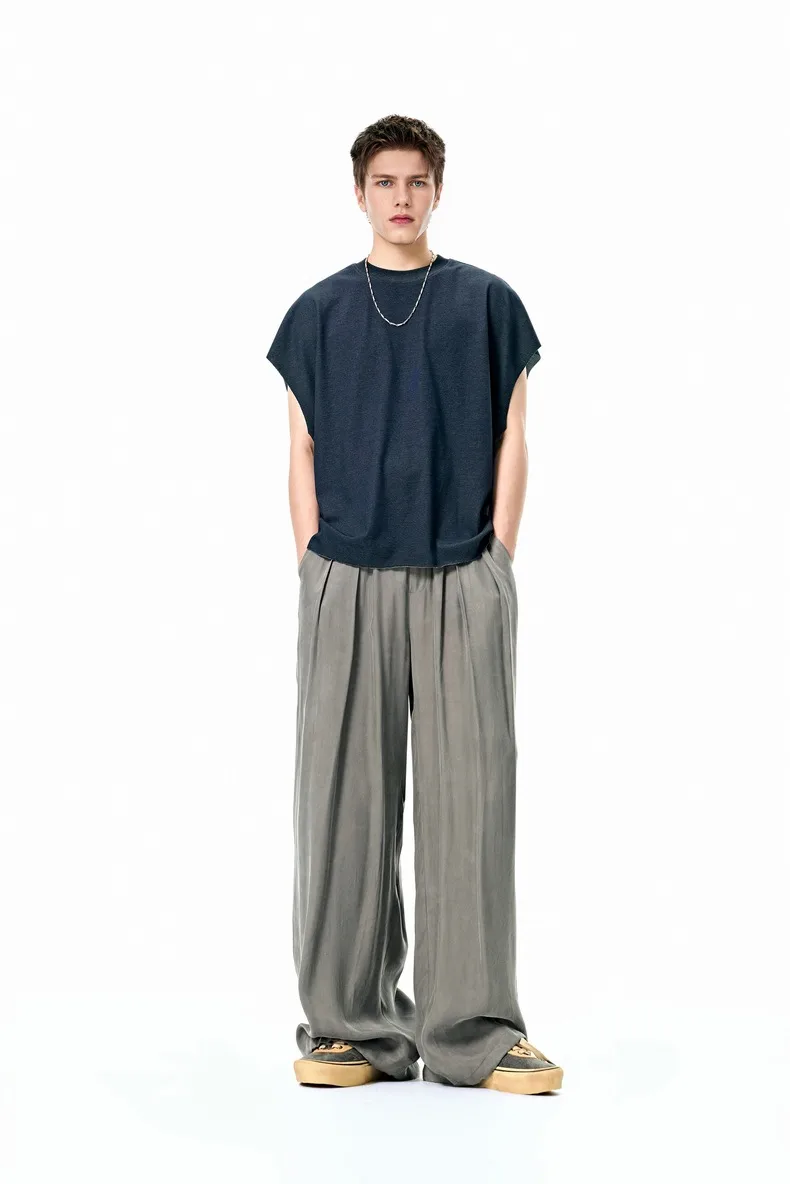 Jiezhan Men's Wear | Copper Ammonia Silk Air Conditioning Pants 25 Spring And Summer New Fashion Brand Hangs Ice Silk Pants Wide Leg Pants For Men And Women display picture 4