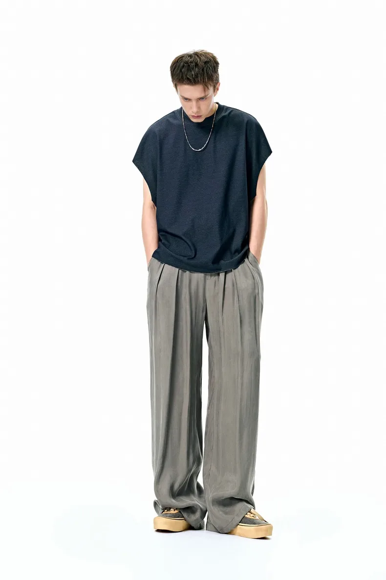 Jiezhan Men's Wear | Copper Ammonia Silk Air Conditioning Pants 25 Spring And Summer New Fashion Brand Hangs Ice Silk Pants Wide Leg Pants For Men And Women display picture 5